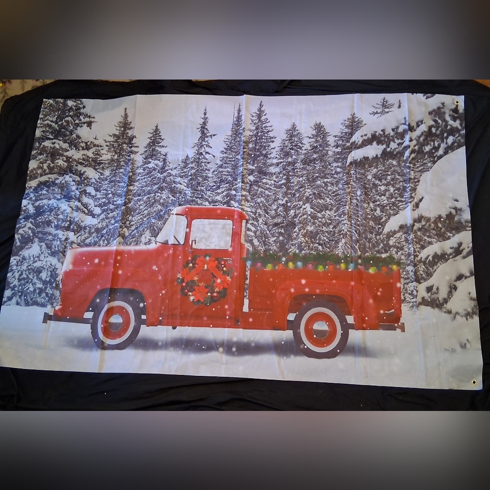 Red Truck Winter Banner